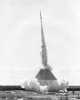 1968 - Rocket being launched from the Aerobee Launcher.  Photo courtesy Canadian Space Agency.