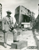Robert W. Sutton, General Superintendent of the Collingwood Shipyards from 1944-1949, stands in front of the Norisle during final preparations on launch day.  Photo courtesy Collingwood Museum.